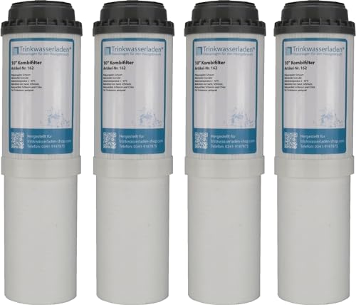 Duo-Filtereinsatz Power Aktivkohle + Polypropylenfilter kompatibel zu Mauk Profi Wasserfilter Kombifilter Sedimentfilter 10 Zoll (4 Stück) von TWaLa