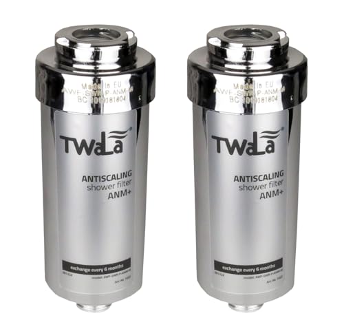 TWaLa 2 Stück Duschfilter filtert Kalk und Chlor Markenware 1/2" IG und AG AWF-SWR-P-ANM-B ANTISCALING (Chrom) von TWaLa