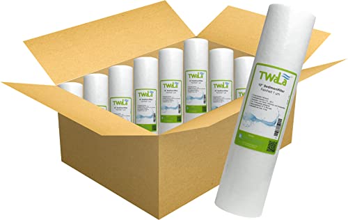 TWaLa 25x Sediment Vorfilter Grobfilter 10 Zoll Wasserfilter 1 µm für Umkehrosmose, Hauswasseranlagen, Brunnenwasser zur Entfernung von Eisenbelastung, Trübung und Schwebeteilchen Polypropylen von TWaLa