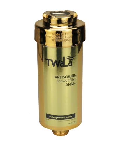 TWaLa Duschfilter filtert Kalk und Chlor Markenware 1/2" IG und AG AWF-SWR-P-ANM-B ANTISCALING (Gold) von TWaLa