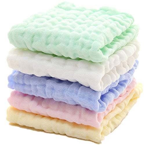 TX Babytücher aus Musselin, wiederverwendbar, natürliche Bio-Baumwolle, 5 extra weiche Handtücher, Handtuch-Sets von TX