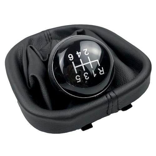 TXBZQKJ Schaltsack Schaltmanschette Schaltknauf FüR VW Touran 2003-2010, 5 Gang Staub Rahmen Abdeckung Schwarz Leder NäHte Ersatz,6speed von TXBZQKJ