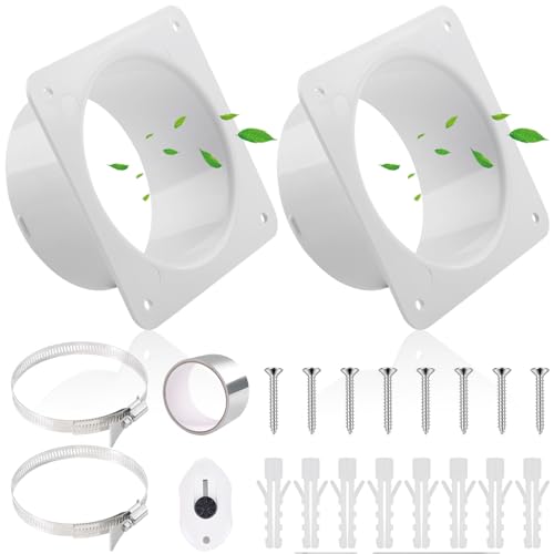 2STK Rohrverbinder Flansch 100mm/4 inch Lüftungskanalverbinder Flansch aus ABS Kunststoff mit Edelstahl Schlauchschellen Alu-Folienband gerade Rohrflansch für Heizung Kühlung Lüftungssystem von TXErfolg