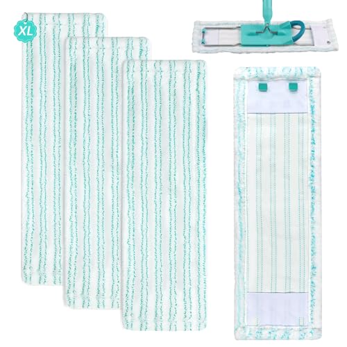 4 Stück Wischbezüge Ersatz für Leifheit Profi XL Micro Duo 47x15cm Bodenwischer Ersatzbezug für Leifheit Profi XL Cotton Plus 2-Faser-System Mikrofaser Putzlappen ideal für alle Bodenarten von TXErfolg