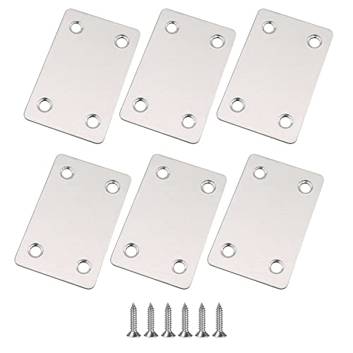 TXErfolg 10 Stück Flachverbinder Edelstahl 60 x 38 x 1,3mm Holzverbinder mit Edelstahl Schrauben 4 Löcher Flache Ecke Bracket Gebürstete Oberfläche Lochplatte für Befestigung Holz Möbel Schrank von TXErfolg