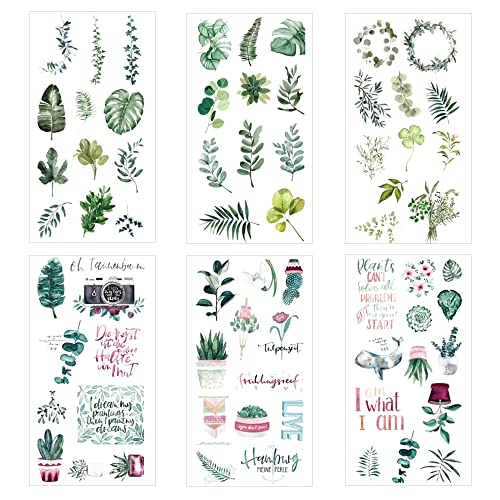 TXErfolg 18 Blatt Scrapbooking Sticker Blätter Aufkleber Bunte Sticker Pflanzen Sticker Set aus Washi Selbstklebend Blatt Aufkleber für Tagebuch Fotoalbum DIY Handwerk Notizbuch Tasse Computer Deko von TXErfolg