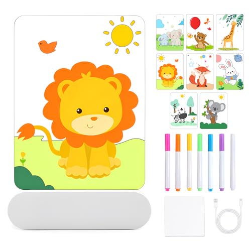 TXErfolg Personalisiertes Nachtlicht für Babys, DIY Schreiben Löschbar Lampe, LED Acryl Nachttischlampe mit 4 Lichtmodi, Kinder Kinderzeichnung Nachtlicht für Babys Geschenk (Landtiere) von TXErfolg