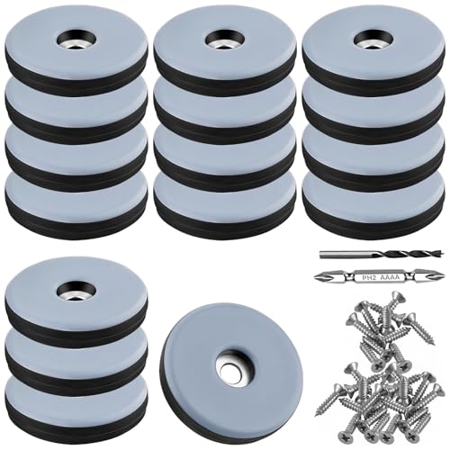 TXErfolg Teflongleiter zum Schrauben 16 Stück Bodengleiter Ø 38 mm (Rund | Schwarz) Möbelgleiter mit 16 Edelstahlschrauben und 2 Bohrer Möbelgleiter-Set Effektiver Schutz Ihrer Möbel Stühle Böden von TXErfolg