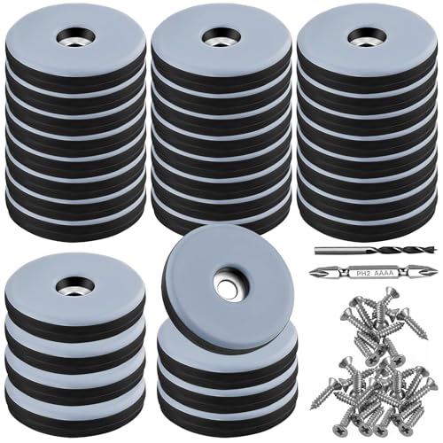 TXErfolg Teflongleiter zum Schrauben 32 Stück Bodengleiter Ø 38 mm (Rund | Schwarz) Möbelgleiter mit 32 Edelstahlschrauben und 2 Bohrer Möbelgleiter-Set Effektiver Schutz Ihrer Möbel Stühle Böden von TXErfolg