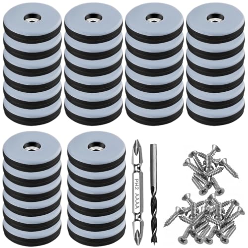 TXErfolg Teflongleiter zum Schrauben 36 Stück Bodengleiter Ø 30 mm (Rund | Schwarz) Möbelgleiter mit 36 Edelstahlschrauben und 2 Bohrer Möbelgleiter-Set Effektiver Schutz Ihrer Möbel Stühle Böden von TXErfolg