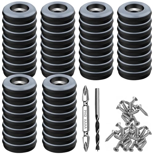 TXErfolg Teflongleiter zum Schrauben 48 Stück Bodengleiter Ø 22 mm (Rund | Schwarz) Möbelgleiter mit 48 Edelstahlschrauben und 2 Bohrer Möbelgleiter-Set Effektiver Schutz Ihrer Möbel Stühle Böden von TXErfolg
