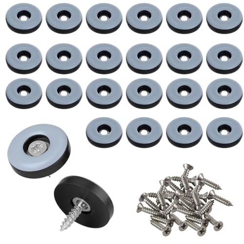 Teflongleiter zum Schrauben 24 Stück Bodengleiter Ø 22 mm (Rund | Schwarz) Möbelgleiter mit 24 Stück Edelstahlschrauben Möbelgleiter-Set Effektiver Schutz Ihrer Möbel Stühle Böden von TXErfolg