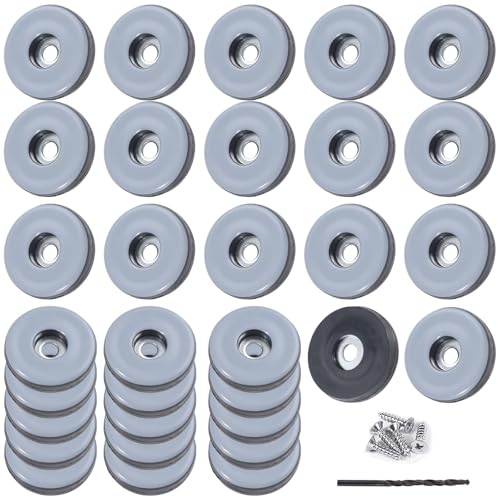 TXErfolg Teflongleiter zum Schrauben 32 Stück Bodengleiter Ø 25 mm Rund Möbelgleiter mit 32 Edelstahlschrauben und 1 Bohrer Möbelgleiter-Set Effektiver Schutz Ihrer Möbel Stühle Böden von TXErfolg