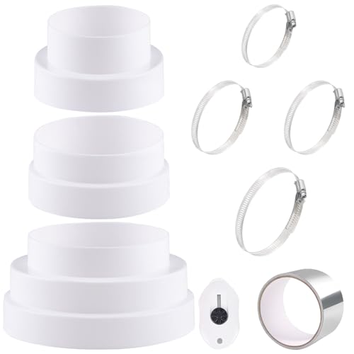 Universal Reduzierverbinder Ø80-150mm Reduzierstück Ø 80-100mm 100-120mm 120-140-150mm mit Edelstahl Schlauchschellen Alufolienband ABS Reduzierstück für Lüftungssystem Lüftung Rundrohr Ventilation von TXErfolg