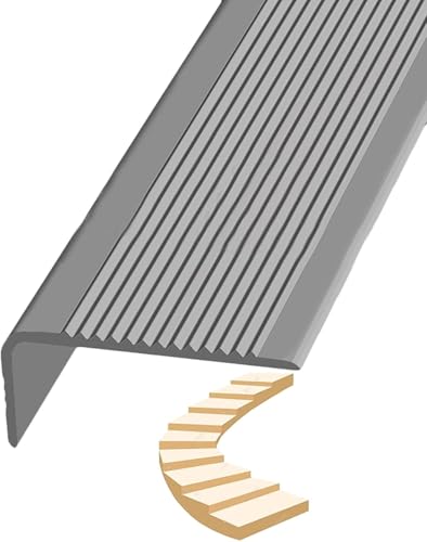 Rutschfeste Treppenkanten aus Gummi, Treppenkantenprofil, L-förmiges Modell für Stufen mit gerader Kante, strapazierfähig, für den Innen- und Außenbereich, Breite 3 x 7 cm-Gray||L 1m/3.3ft von TXFXZXZ