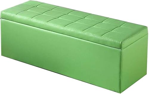 TXFXZXZ Ottomanen Fußhocker Sitzkissen und Fußhocker Ottomane Truhe Box Sitzbank Aufbewahrung Wechselschuhe PU-Material Wasserdicht Schmutzabweisend Massivholzrahmen(Green,80x40x40cm) von TXFXZXZ