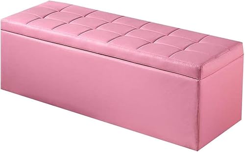 TXFXZXZ Ottomanen Fußhocker Sitzkissen und Fußhocker Ottomane Truhe Box Sitzbank Aufbewahrung Wechselschuhe PU-Material Wasserdicht Schmutzabweisend Massivholzrahmen(Pink,80x40x40cm) von TXFXZXZ