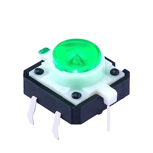 10 Stück 12 x 12 x 7,3 Licht-Touch-Schalter mit Licht, transparenter LED-Lichtschalter ohne Astigmatismus(Green) von TXJZUQPJ