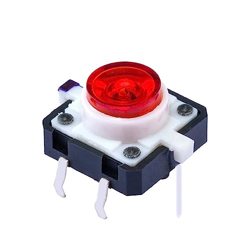 10 Stück 12 x 12 x 7,3 Licht-Touch-Schalter mit Licht, transparenter LED-Lichtschalter ohne Astigmatismus(Red) von TXJZUQPJ