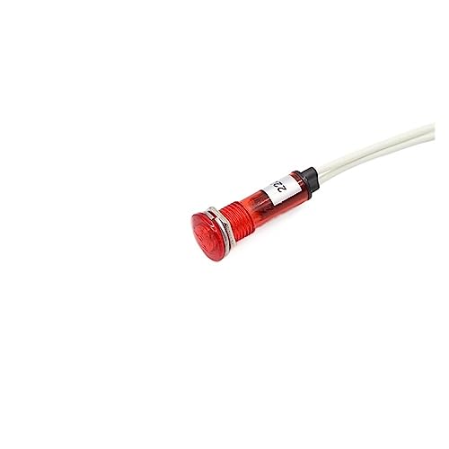 10 Stück kleine rote Neonlampen mit flachem Kopf, Stromsignalleuchte, Anzeigeleuchte XD10-1C mit Leitungsöffnung 10 mm(XD10-1 RED/24V) von TXJZUQPJ
