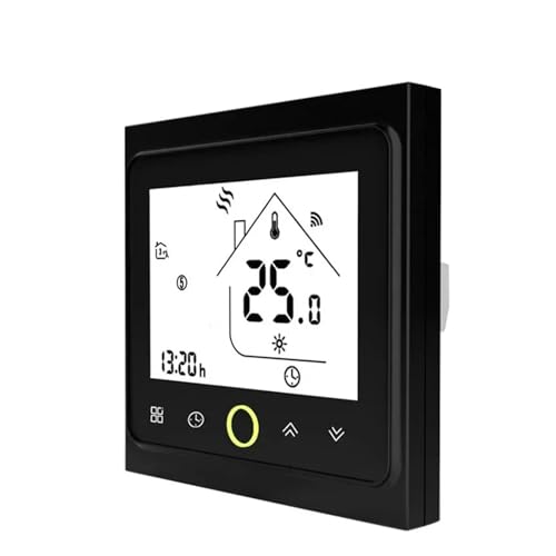 2 4-Rohr Tuya WiFi Smart Zentralklimaanlage Thermostat 3-Gang-Gebläsekonvektor Drahtloser Sprachtemperaturregler ， Kompatibel mit Alexa ， Zubehör(Black,4 Pipe Wifi) von TXLDZSWO