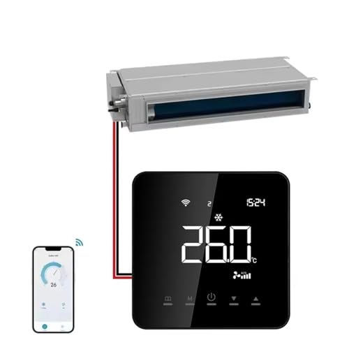 Tuya Klimaanlage, Kompatibel for Google, Home WIFI Smart Thermostat Zentrale Raumtemperatur Einstellbar Digital(Black,5507(Modbus)) von TXLDZSWO