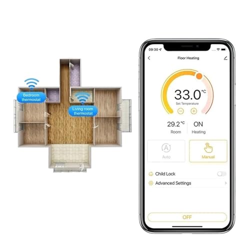 Tuya Smart Home Thermostat Wasser Elektrische Warme Fußbodenheizung Gaskessel WiFi Temperatur Fernbedienung, Kompatibel for Google, Zubehör(Electric Heat.Black) von TXLDZSWO