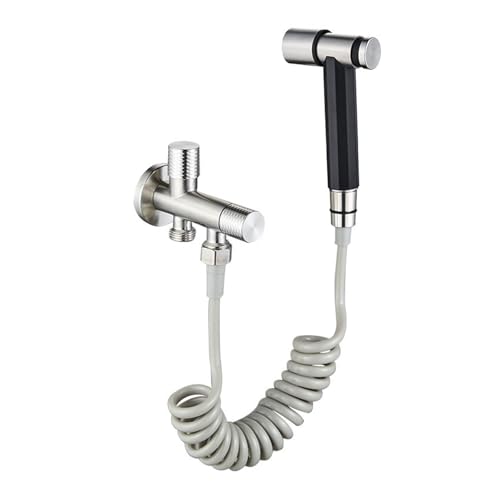 304 Edelstahl Badezimmer Handbrause Toilette Bidet Wasserhahn Nickel/Schwarz Wand Spraye Set Reinigung Duschkopf(Style 3) von TXLEAPEY