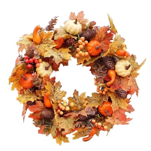 45cm Herbstkränze Kürbis Beeren Ahornblatt Künstlicher Kranz Herbst Haustür Weihnachten Halloween Wohnkultur von TXLEAPEY