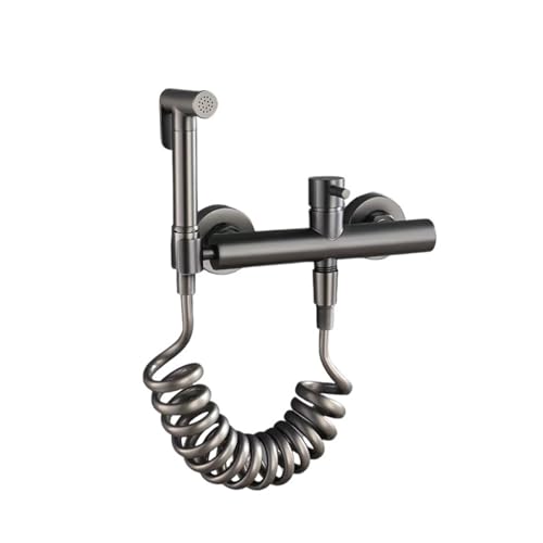 Bidet Wasserhahn Messing Dusche Wand Halterung Kalt Warmwasser Mischer Kran Rose Gold Sprayer Kopf WC(Chrome set 1) von TXLEAPEY