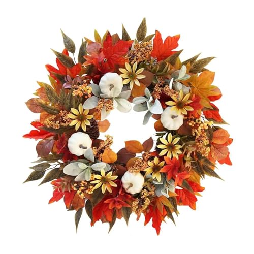 Herbst Tür Kürbis Kranz Beere Ahorn Blatt Ernte Farbe Halloween Dekor von TXLEAPEY