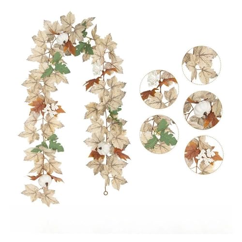 Herbstlicher Ahornblatt- und Kürbiskranz, perfekt for Thanksgiving, Halloween, Weihnachten Herbstdekoration, festlicher Wandbehang von TXLEAPEY