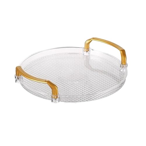 Klares rundes Serviertablett, Badezimmer, dekorativ mit goldenem Griff for Couchtisch, Büro(M) von TXLEAPEY