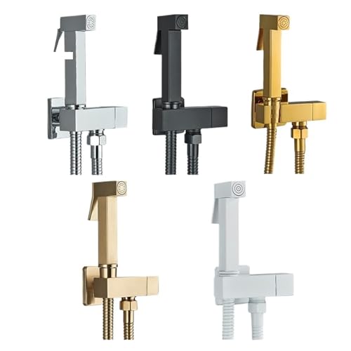 Messing Bidet Wasserhahn Einzigen Kalten Handheld Spray Dusche Set Toilette Shattaf Sprayer Douche(Brushed Gold) von TXLEAPEY