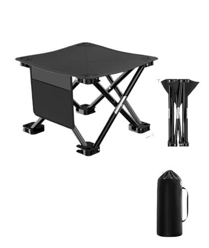 Picknickhocker Camping Leicht Zu Tragender Klapphocker Tragbarer Leichter Angelstuhl Klappstuhl Campinghocker(Black-Extra Large) von TXLEAPEY