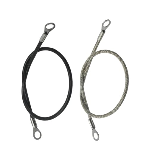 TXLEAPEY 1,5–3 mm PVC-beschichtetes Edelstahlkabel mit Ösen, kurzes Drahtseil, Lanyard-Schloss, Sicherheitskettenglied, 4 Stück(2.0mm Black,0.5M) von TXLEAPEY