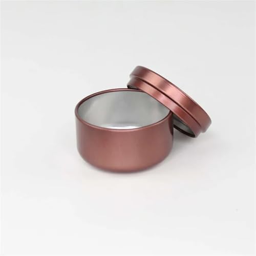 TXLEAPEY 100 Stück Aluminium-Kerzendosen, 50 ml, Mehrfarbig, runde Metalldose, Kerzenbehälter, Kerzenglas, Aromatherapie, versiegelte Metalldose(Brown) von TXLEAPEY
