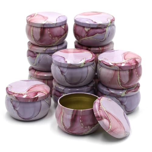 TXLEAPEY 12 stücke 4 unzen Leere Kerze Zinn Gläser DIY Kerze Machen Kit Halter Lagerung Fall for Trockene Gewürze Süßigkeiten(Pink) von TXLEAPEY