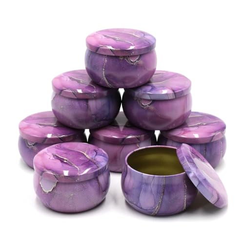 TXLEAPEY 12 stücke 4 unzen Leere Kerze Zinn Gläser DIY Kerze Machen Kit Halter Lagerung Fall for Trockene Gewürze Süßigkeiten(Purple) von TXLEAPEY