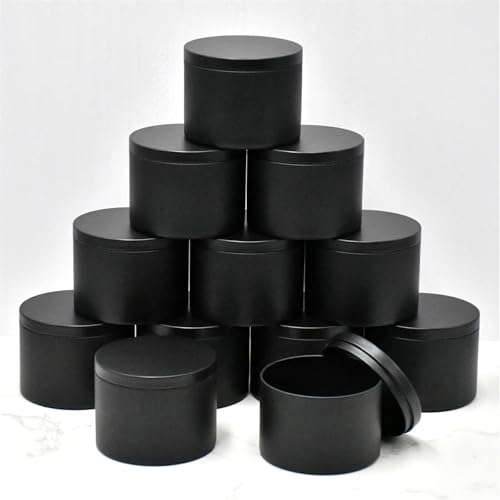 TXLEAPEY 12er-Pack Schwarze Kerzendosen mit je 4 oz, ästhetisch ansprechende Gläser mit sicheren Deckeln zur Kerzenherstellung(4oz-All Black) von TXLEAPEY