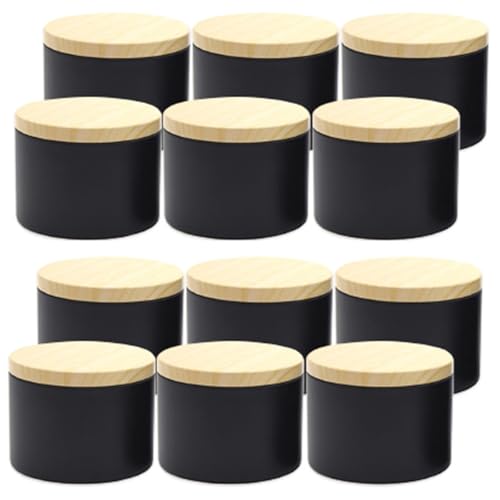 TXLEAPEY 12er-Pack Schwarze Kerzendosen mit je 4 oz, ästhetisch ansprechende Gläser mit sicheren Deckeln zur Kerzenherstellung(4oz-All Black-1) von TXLEAPEY