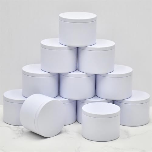 TXLEAPEY 12er-Pack Schwarze Kerzendosen mit je 4 oz, ästhetisch ansprechende Gläser mit sicheren Deckeln zur Kerzenherstellung(4oz-All White) von TXLEAPEY