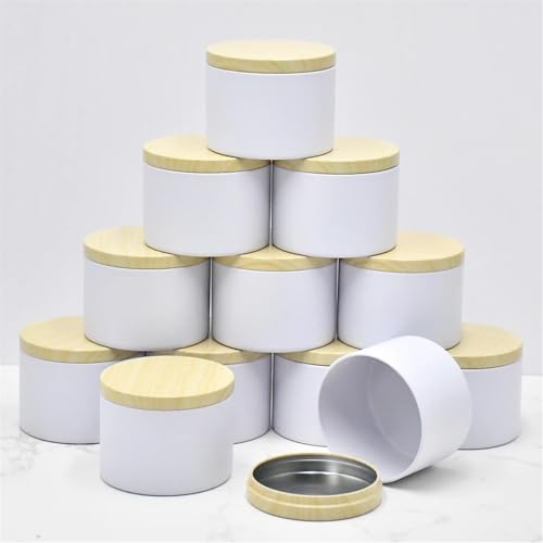 TXLEAPEY 12er-Pack Schwarze Kerzendosen mit je 4 oz, ästhetisch ansprechende Gläser mit sicheren Deckeln zur Kerzenherstellung(4oz-All White-1) von TXLEAPEY
