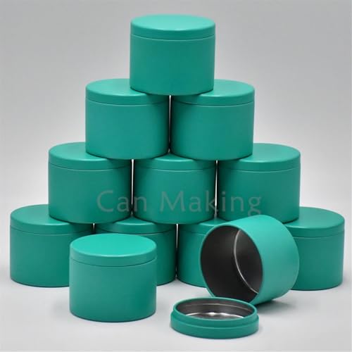 TXLEAPEY 12er-Pack Schwarze Kerzendosen mit je 4 oz, ästhetisch ansprechende Gläser mit sicheren Deckeln zur Kerzenherstellung(4oz-Green) von TXLEAPEY