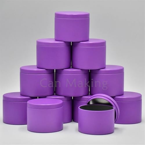 TXLEAPEY 12er-Pack Schwarze Kerzendosen mit je 4 oz, ästhetisch ansprechende Gläser mit sicheren Deckeln zur Kerzenherstellung(4oz-Purple) von TXLEAPEY