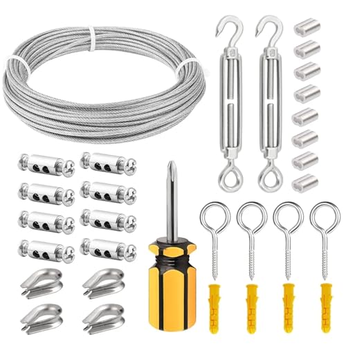 TXLEAPEY 15 m/3 mm 304 Edelstahl-Drahtseil-Set, PVC-beschichteter Spannschloss-Spanner, Gartendraht for Kletterpflanzen, Zaun von TXLEAPEY
