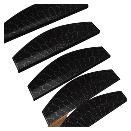 TXLEAPEY 15PCS/30PCS Weiche Treppenmatte Selbstklebende Treppenstufen Teppich rutschfeste Trittmatte Teppich Lauffläche(Black,65x24CM 15PCS) von TXLEAPEY