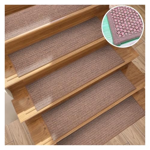 TXLEAPEY 1pc rutschfeste Treppenstufenmatten Imitation Leinen Treppenstufenmatte Wiederverwendbare Selbstklebende Sicherheitsfußmatten Pad(Color1) von TXLEAPEY