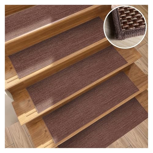 TXLEAPEY 1pc rutschfeste Treppenstufenmatten Imitation Leinen Treppenstufenmatte Wiederverwendbare Selbstklebende Sicherheitsfußmatten Pad(Color4) von TXLEAPEY