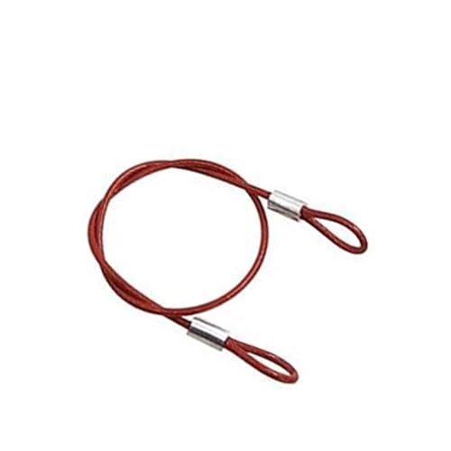 TXLEAPEY 2 Stück 2 mm Dicke Edelstahl-Drahtseil-Hebevorrichtungen mit befestigten Ösenschlaufen, Sicherheits-Edelstahl-Haltebänder(2mm-Red,0.4M) von TXLEAPEY